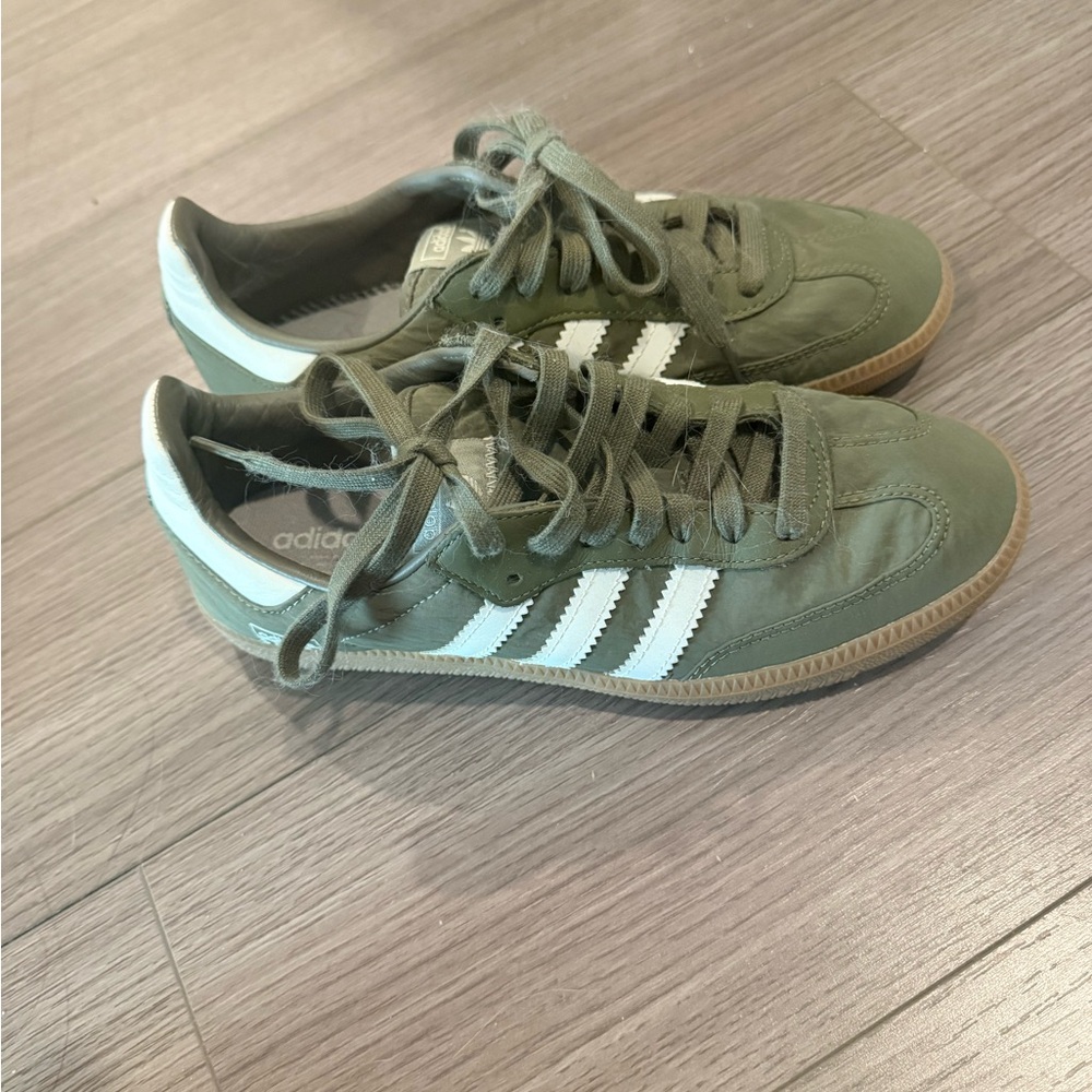 Adidas samba Olive Green Sneakers with White Stripes